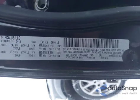 2019 Dodge Journey Gt Awd из США, поврежденный, VIN 3C4PDDEG9KT720029